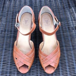 Frye Ankle Strap Peep Toe Sandals Platform Heel